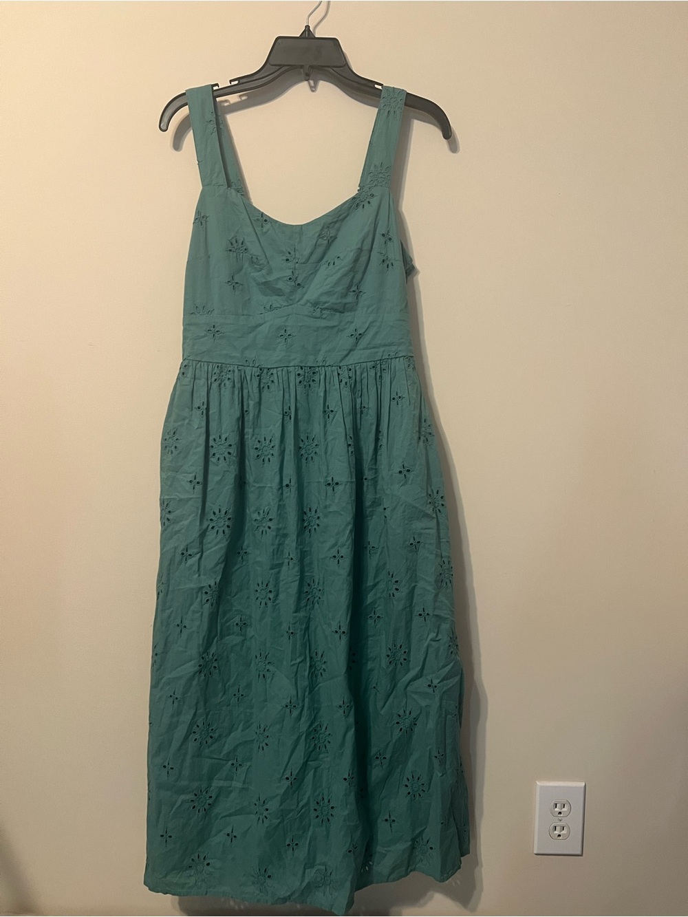 J. Crew Teal Eyelet Midi Dress